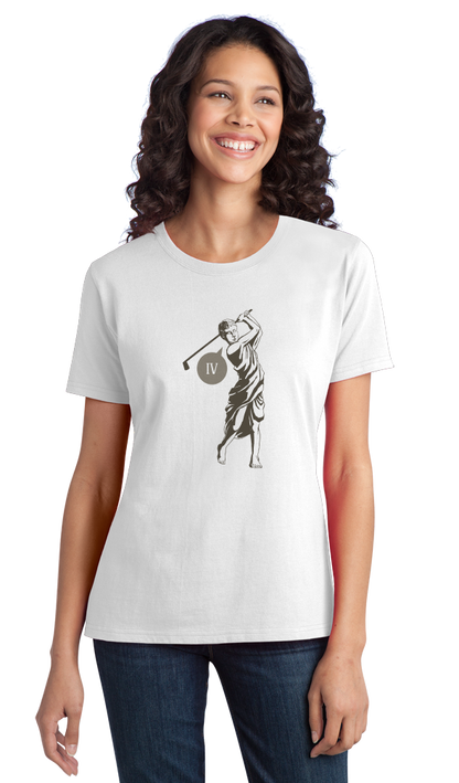 Ladies White Four! (Iv!) Funny Roman Golfer - Golf Pun Ancient Rome Humor T-shirt