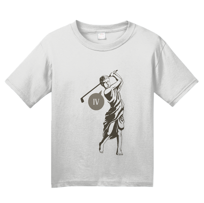 Youth White Four! (Iv!) Funny Roman Golfer - Golf Pun Ancient Rome Humor T-shirt