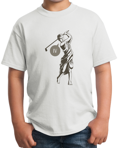 Youth White Four! (Iv!) Funny Roman Golfer - Golf Pun Ancient Rome Humor T-shirt