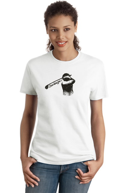 Ladies White "Swinger!" - Funny Golf Humor Joke Golfing Gift Father's Day T-shirt