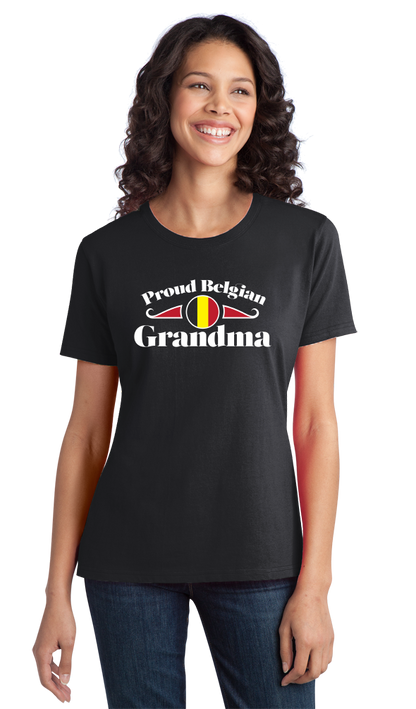Ladies Black Proud Belgian Grandma - Belgium Pride Heritage Austrian Grandma T-shirt