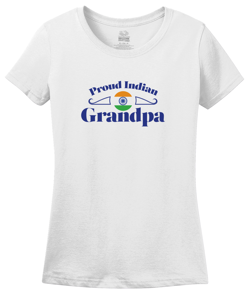 Ladies White Proud Indian Grandpa - India Pride Indian Heritage Grandpa T-shirt