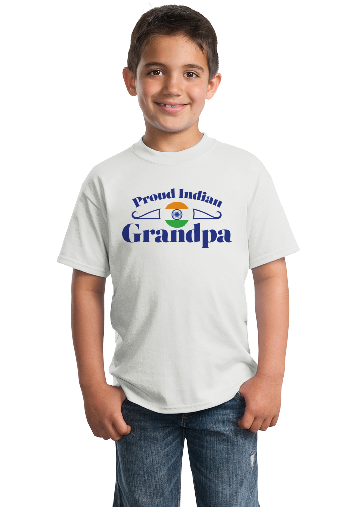 Youth White Proud Indian Grandpa - India Pride Indian Heritage Grandpa T-shirt
