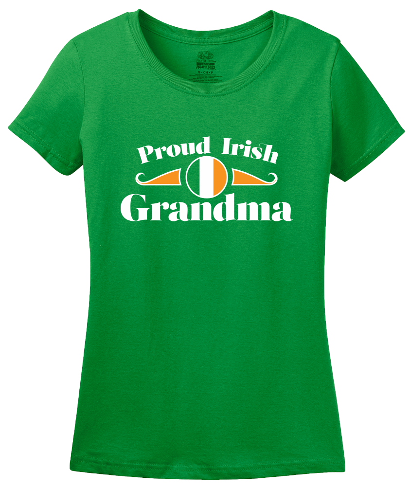 Ladies Green Proud Irish Grandma Shield - Irish Pride Grandmother Heritage T-shirt