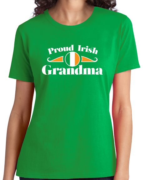 Ladies Green Proud Irish Grandma Shield - Irish Pride Grandmother Heritage T-shirt