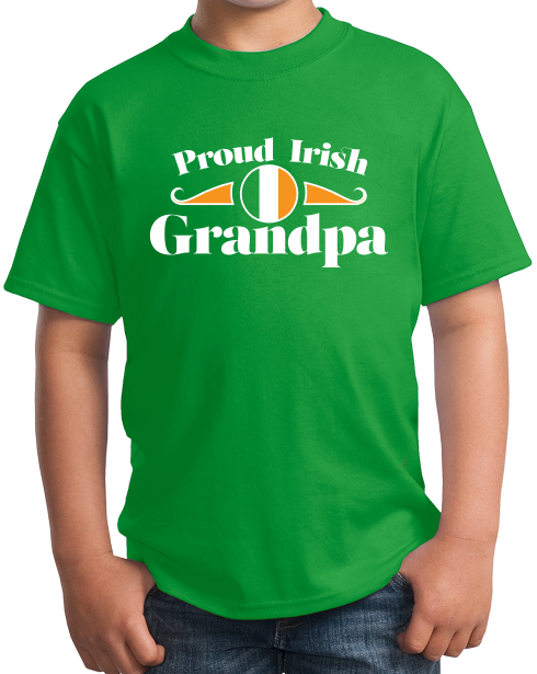 Youth Green Proud Irish Grandpa Shield - Irish Pride Grandpa Heritage T-shirt