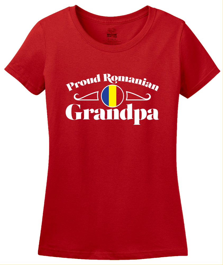 Ladies Red Proud Romanian Grandpa - Grandpa Pride Romanian Heritage Bunic T-shirt