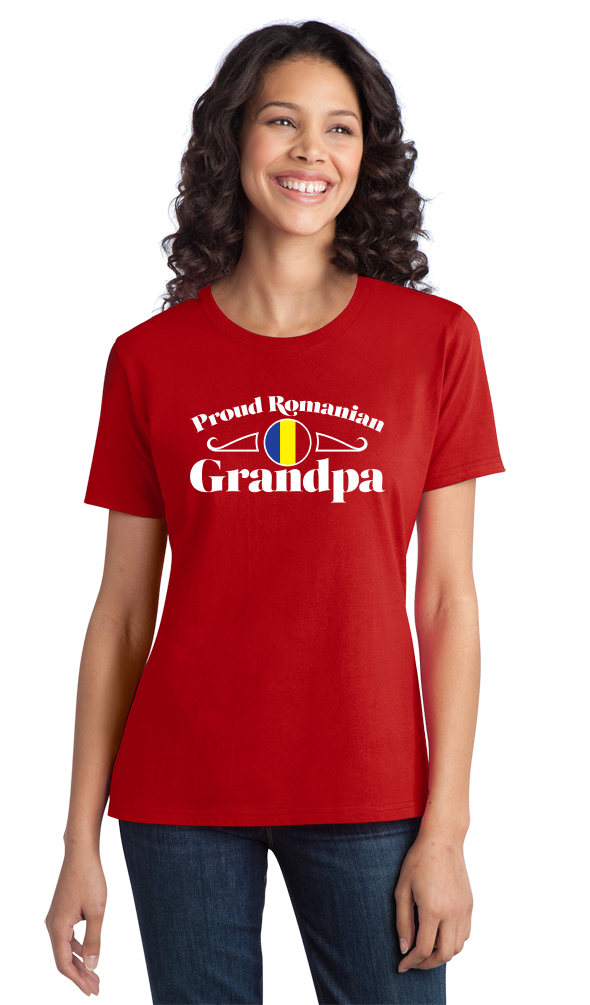 Ladies Red Proud Romanian Grandpa - Grandpa Pride Romanian Heritage Bunic T-shirt