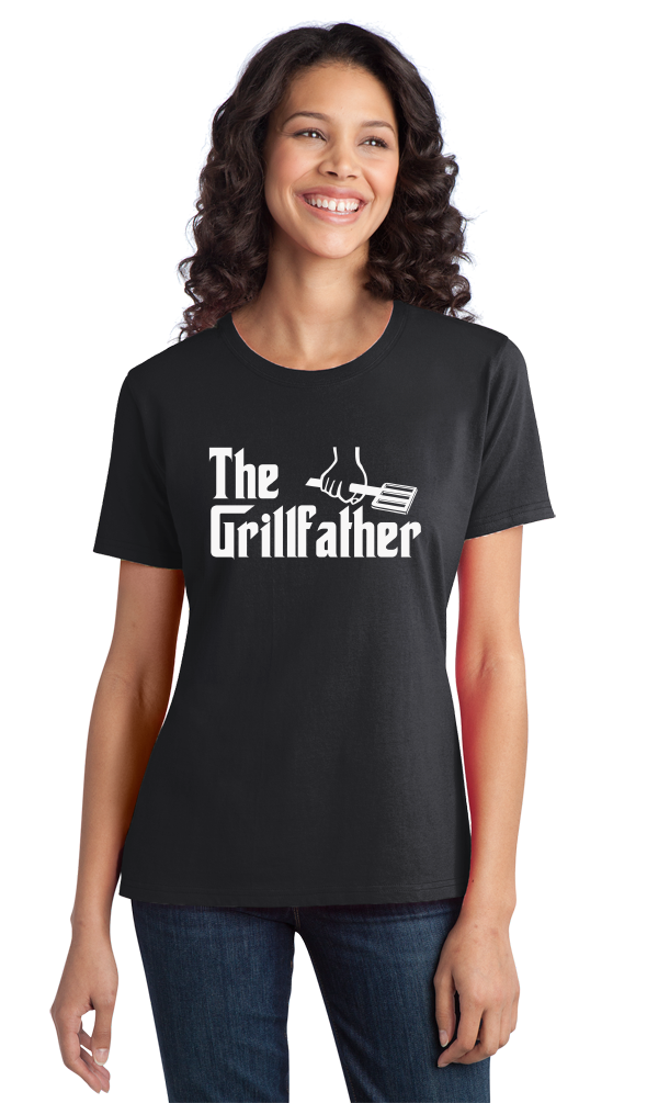 Ladies Black THE GRILLFATHER T-shirt