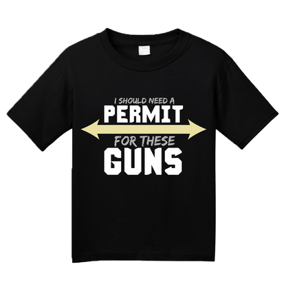 Youth Black I Should Need A Permit For These Guns - Lifting T-shirt