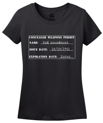 Ladies Black 2nd Amendment Gun Permit - Gun Rights Lover Freedom Fun T-shirt