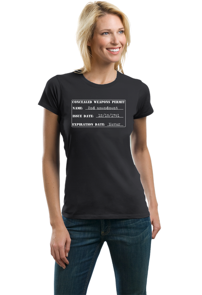 Ladies Black 2nd Amendment Gun Permit - Gun Rights Lover Freedom Fun T-shirt