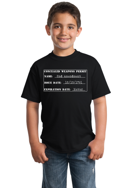 Youth Black 2nd Amendment Gun Permit - Gun Rights Lover Freedom Fun T-shirt