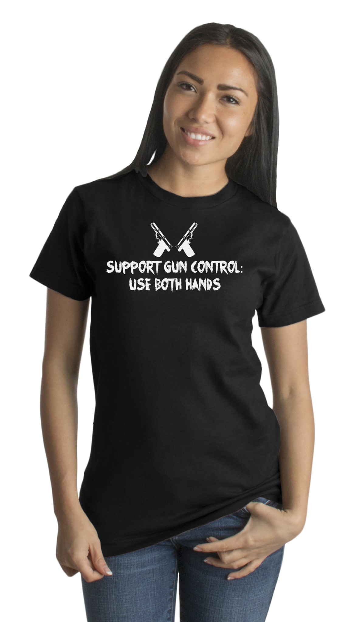 Standard Black Gun Control: Use Both Hands - Gun Enthusiast Lover Humor Sarcasm T-shirt