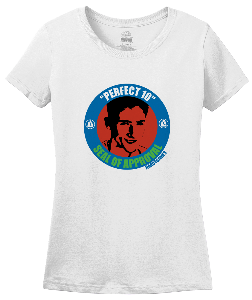 Ladies White Perfect 10 Seal of Approval T-shirt
