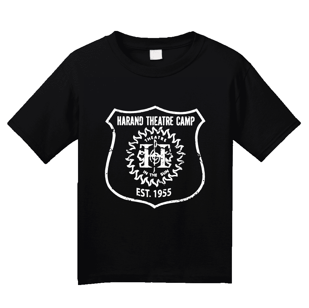 Youth Black Harand Theatre Camp - Full Chest White Shield Logo T-shirt