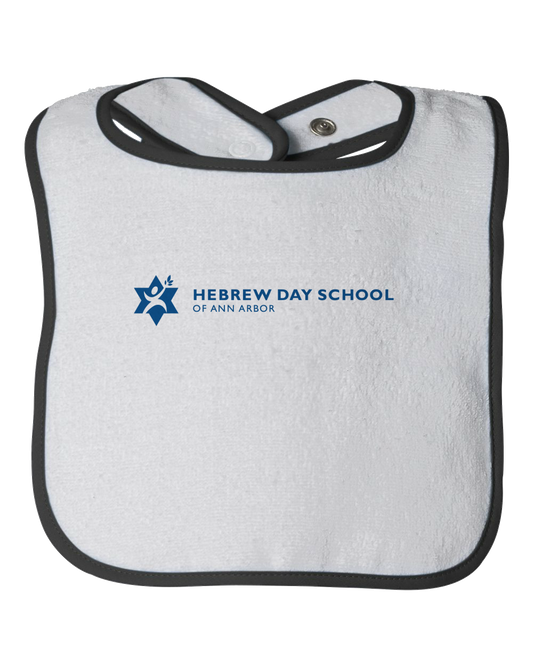 Infant Bib White Hebrew Day School Color Logo 