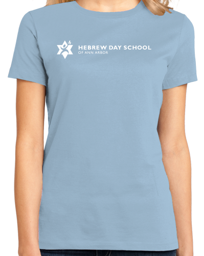 Ladies Light Blue Hebrew Day School White Logo T-shirt