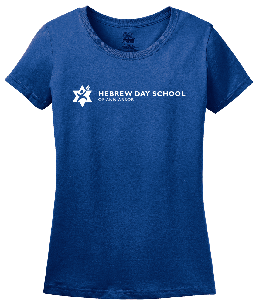 Ladies Royal Hebrew Day School White Logo T-shirt