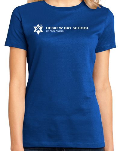 Ladies Royal Hebrew Day School White Logo T-shirt