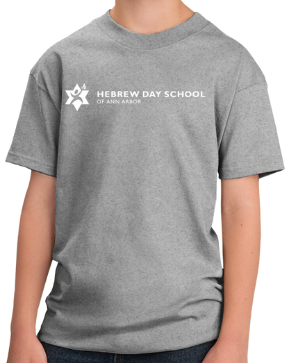 Youth Grey Hebrew Day School White Logo T-shirt
