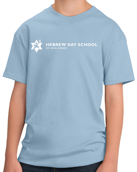 Youth Light Blue Hebrew Day School White Logo T-shirt