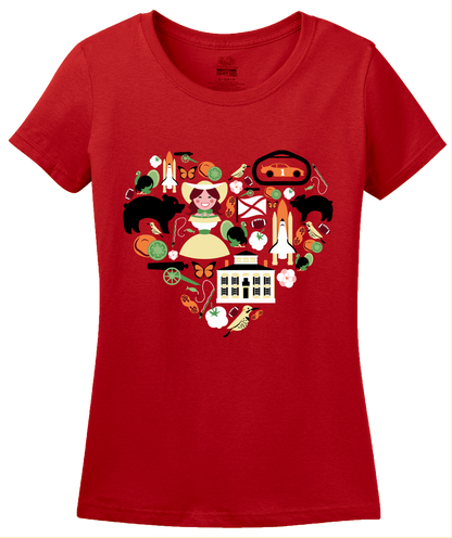 Ladies Red Alabama Icon Heart - Alabama Love Pride Sweet Home Fun Cute T-shirt