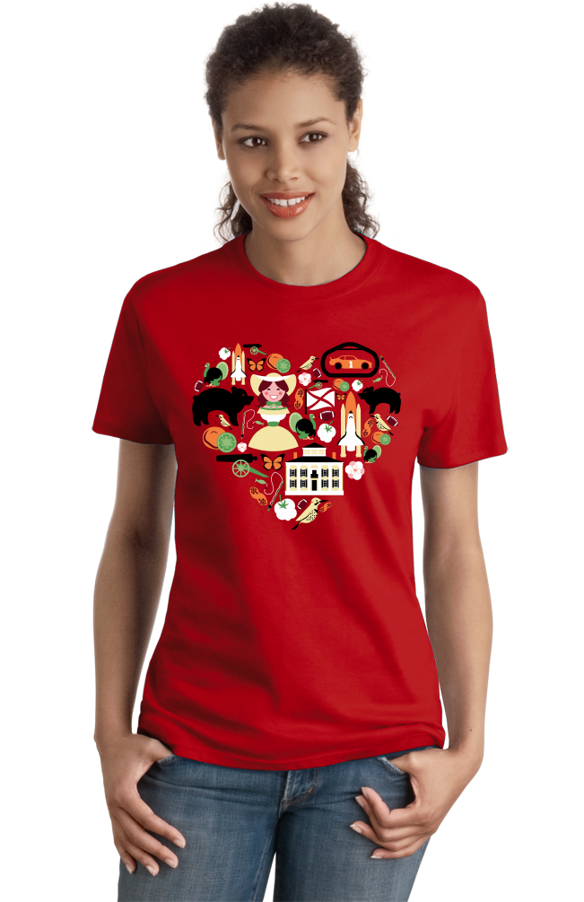 Ladies Red Alabama Icon Heart - Alabama Love Pride Sweet Home Fun Cute T-shirt