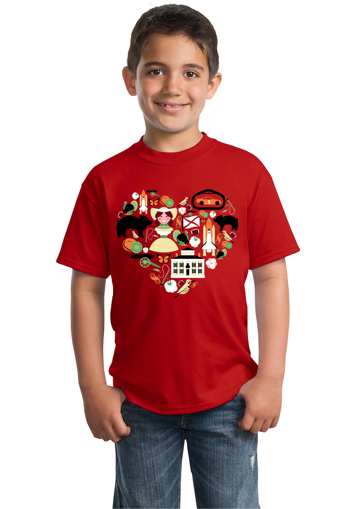 Youth Red Alabama Icon Heart - Alabama Love Pride Sweet Home Fun Cute T-shirt
