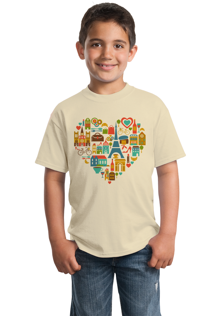 Youth Natural I Love France - Francophile French Culture Symbols Pride Cute T-shirt