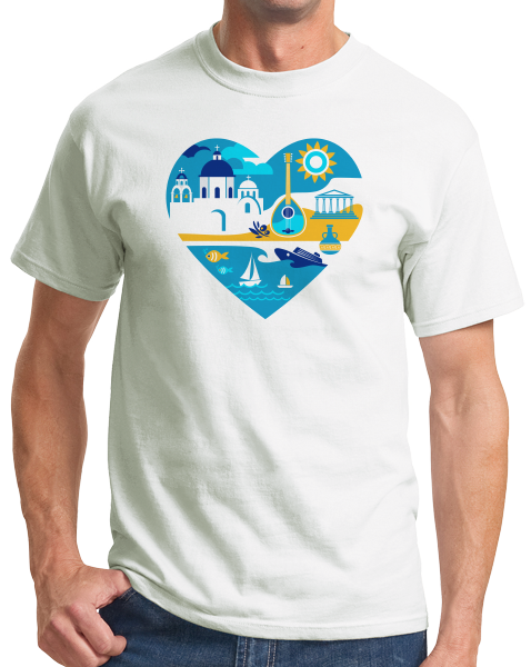 Standard White Greece Icon Heart - Greek Love Heritage Pride Culture Icons Cute T-shirt