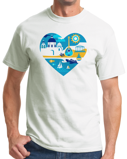 Standard White Greece Icon Heart - Greek Love Heritage Pride Culture Icons Cute T-shirt