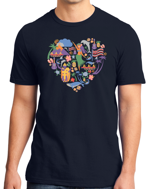 Standard Navy Hawaii Icon Heart - Hawaiian Love Heritage Culture Pride Cute T-shirt