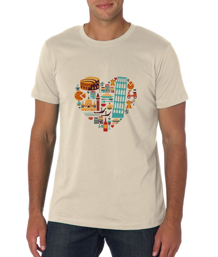 Standard Natural Italy Icon Heart - Italian Love Culture Pride Heritage Cute Fun T-shirt