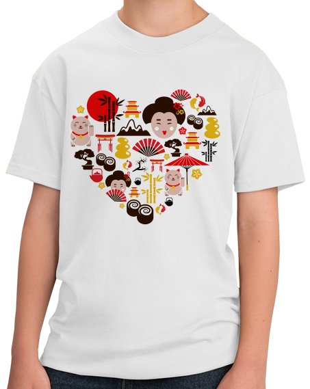 Youth White Japan Icon Heart - Japan Love Tokyo Culture Heritage Pride Cute T-shirt