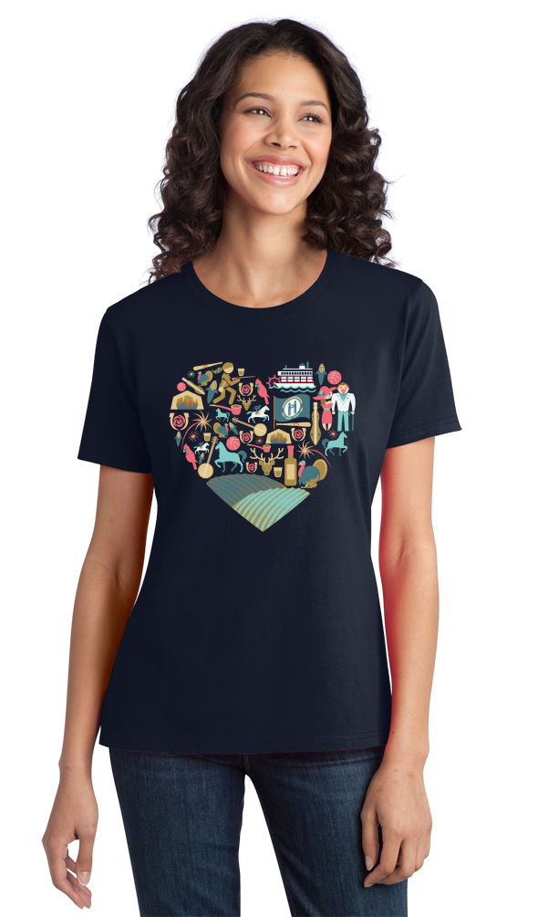 Ladies Navy Kentucky Icon Heart - Kentucky Love Pride Culture Heritage Cute T-shirt