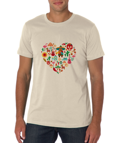 Standard Natural Mexico Icon Heart - Mexico Love Heritage Pride Culture Cute Fun T-shirt