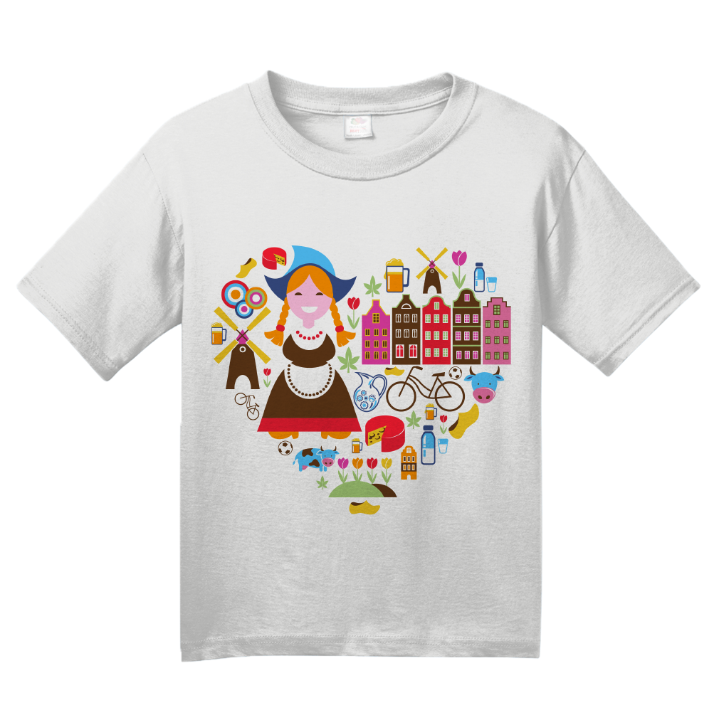 Youth White Netherlands Icon Heart - Dutch Love Heritage Pride Cute Culture T-shirt