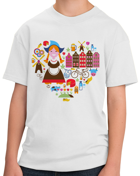 Youth White Netherlands Icon Heart - Dutch Love Heritage Pride Cute Culture T-shirt