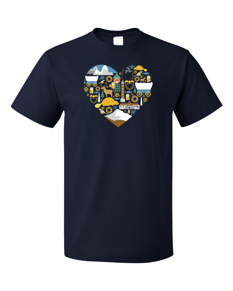 Standard Navy Oregon Icon Heart - Oregon Love Cute Pride Culture Symbols Fun T-shirt