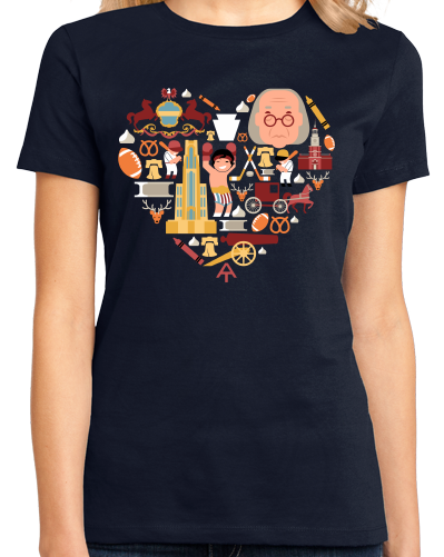 Ladies Navy Pennsylvania Icon Heart - PA Love Pride Heritage Cute Symbols T-shirt