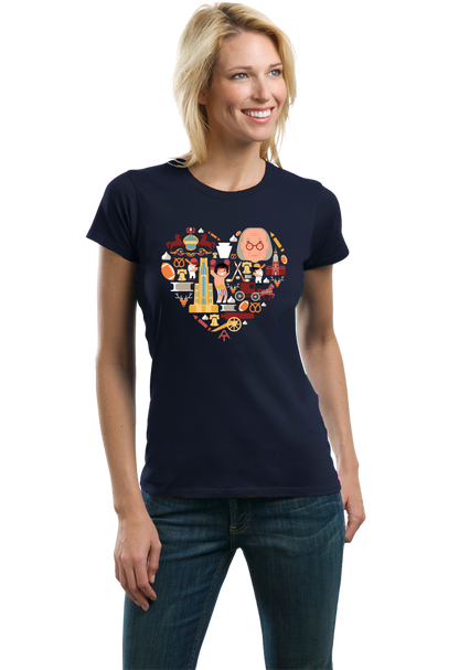 Ladies Navy Pennsylvania Icon Heart - PA Love Pride Heritage Cute Symbols T-shirt