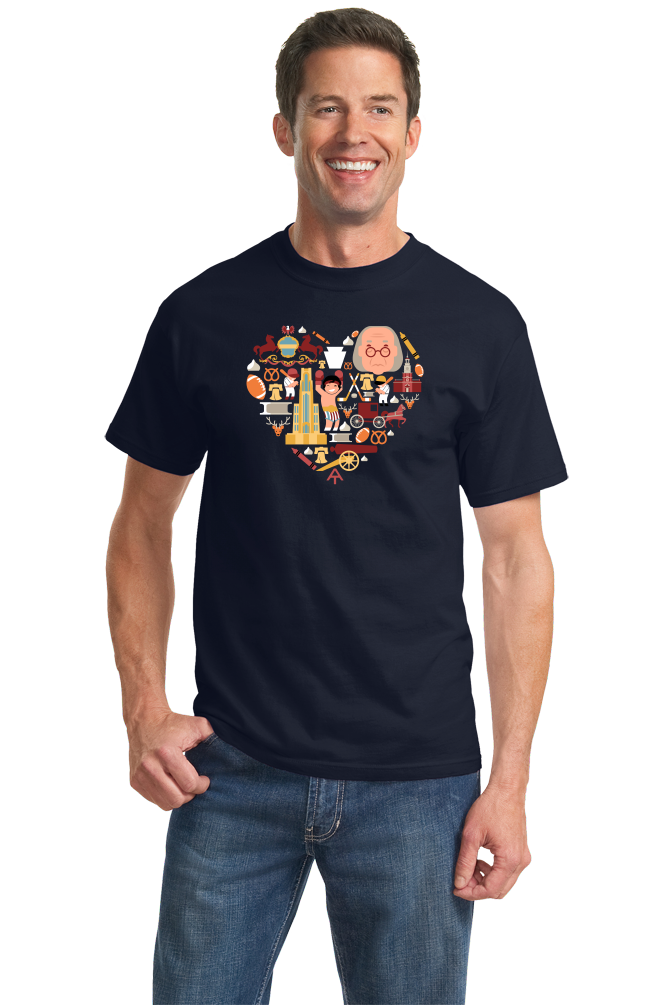 Standard Navy Pennsylvania Icon Heart - PA Love Pride Heritage Cute Symbols T-shirt