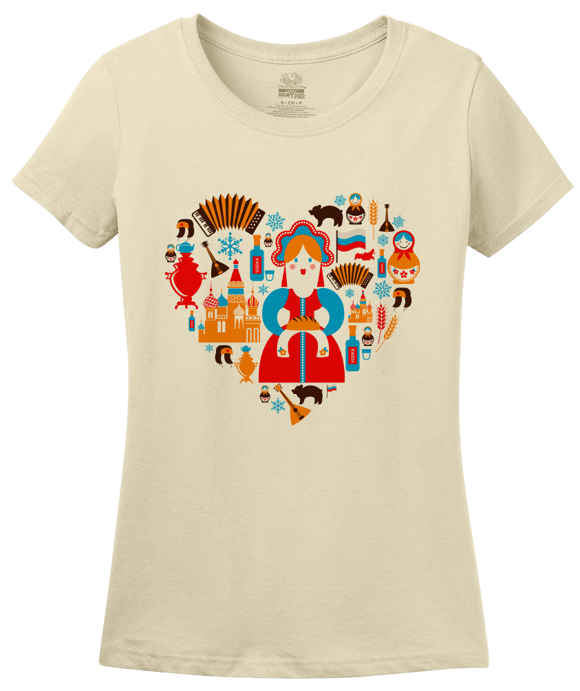 Ladies Natural I Love Russia - Russian Love Heritage Pride Culture Cute Symbols T-shirt