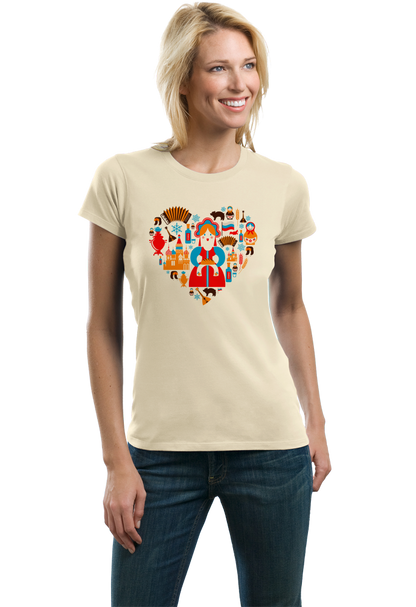 Ladies Natural I Love Russia - Russian Love Heritage Pride Culture Cute Symbols T-shirt