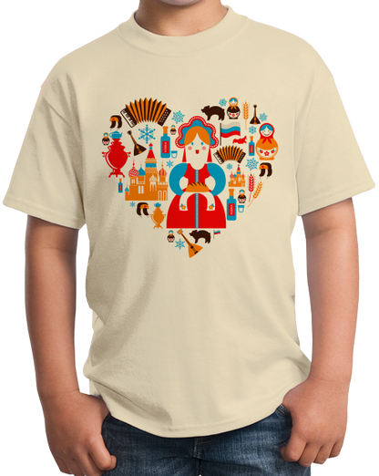 Youth Natural I Love Russia - Russian Love Heritage Pride Culture Cute Symbols T-shirt