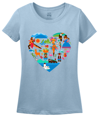 Ladies Light Blue South America Icon Heart - South American Pride Love Culture Fun T-shirt