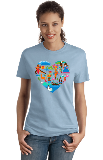Ladies Light Blue South America Icon Heart - South American Pride Love Culture Fun T-shirt