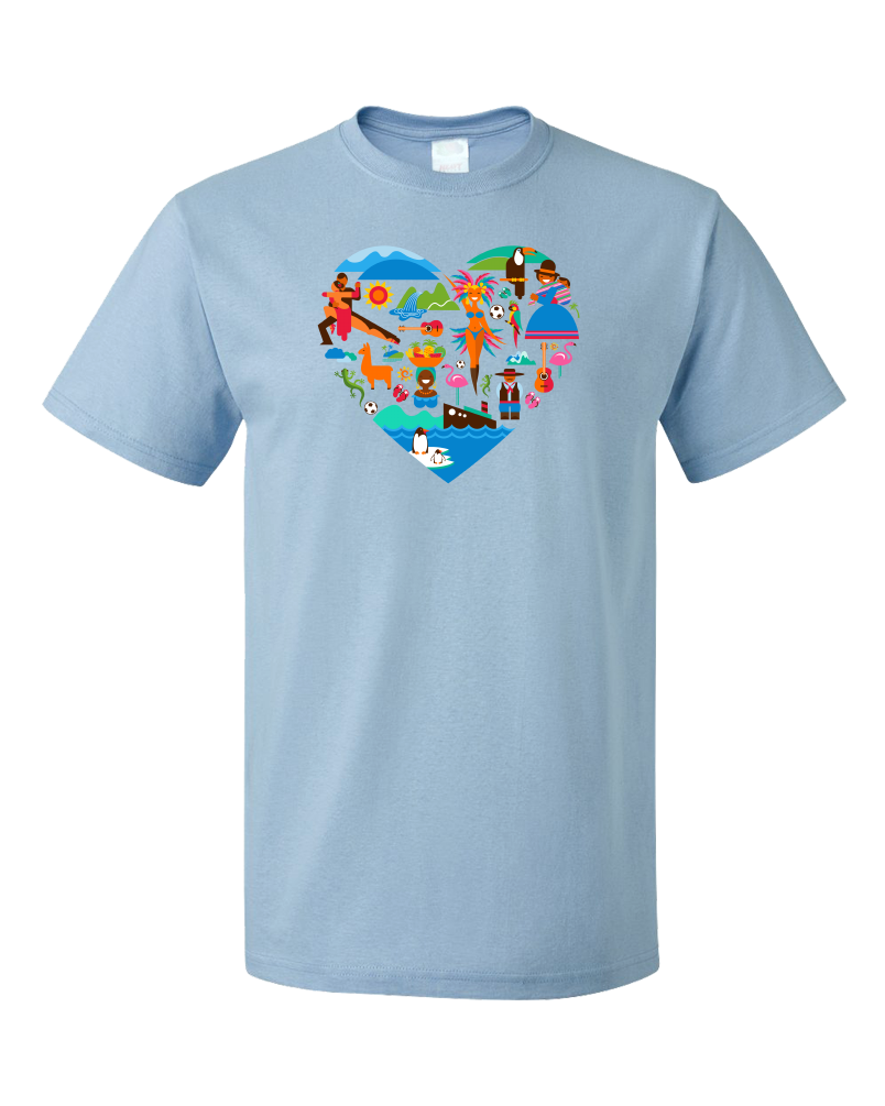 Standard Light Blue South America Icon Heart - South American Pride Love Culture Fun T-shirt