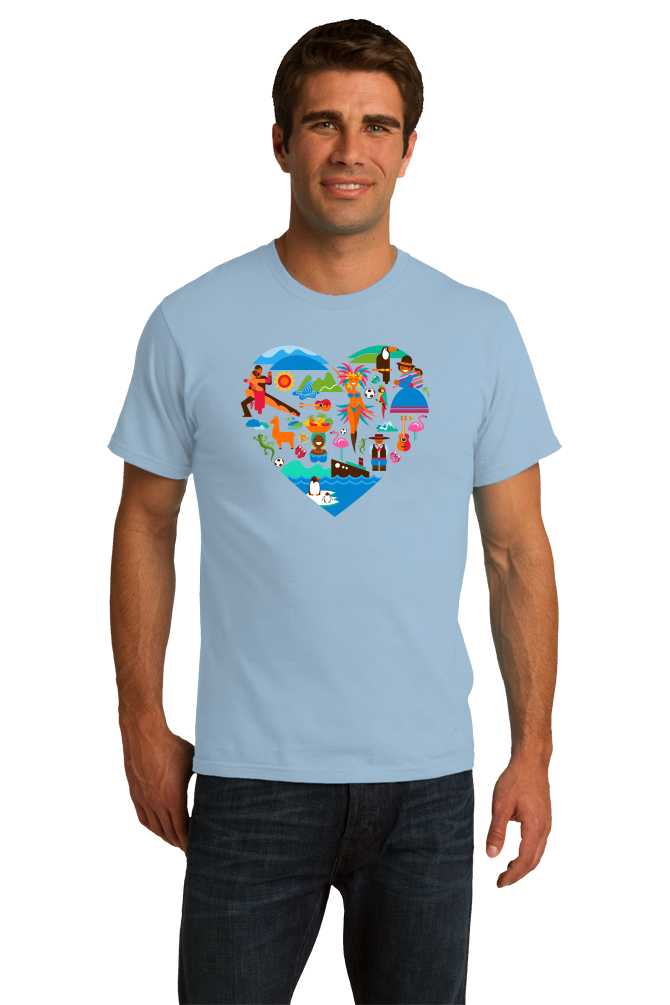 Standard Light Blue South America Icon Heart - South American Pride Love Culture Fun T-shirt
